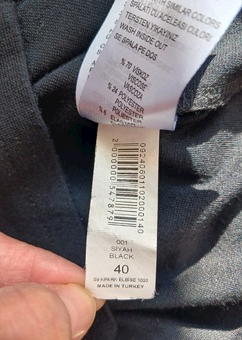 siyah Drapeli Kolsuz Midi Ofis Elbisesi - Görsel 7