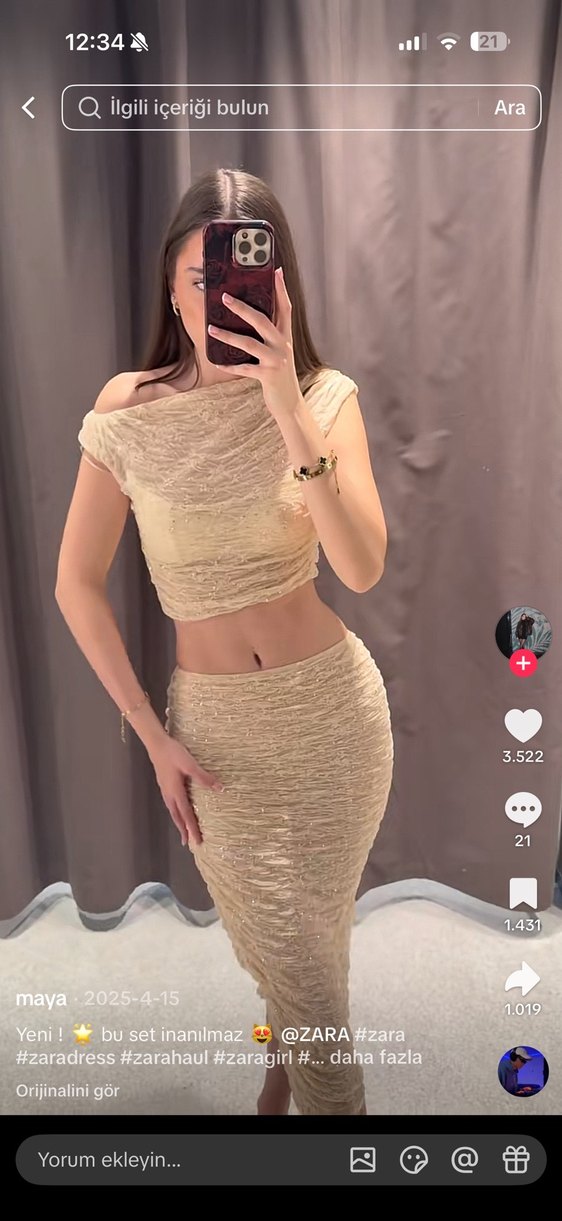 Bej Taşlı Bluz Taşlı Etek Takım - Görsel 5