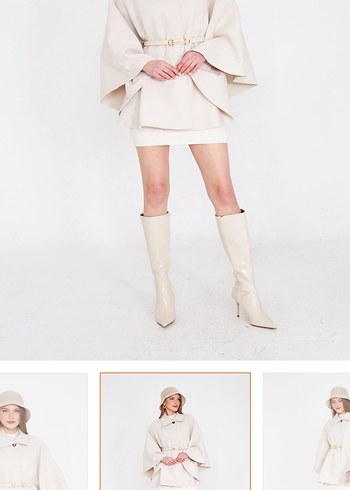 Beyaz Deri İnce Topuklu Diz Boyu Kadın Çizme - Görsel 2