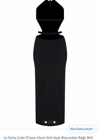 Siyah Uzun V Yaka Kemerli Kadın Elbise - Görsel 2