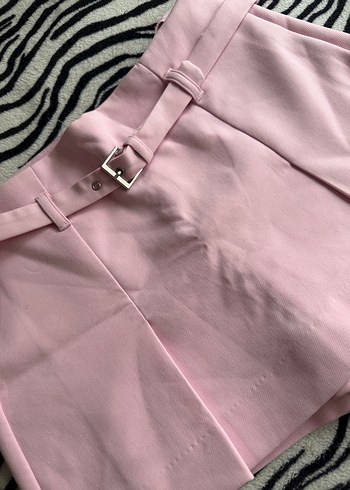 Pembe Deri Kemerli Mini Etek - Görsel 3