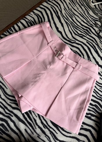 Pembe Deri Kemerli Mini Etek - Görsel 2