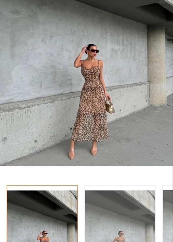 Leoparlı uzun elbise - Görsel 2