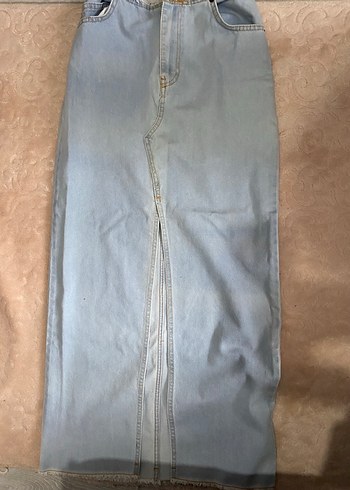 Açık Mavi Uzun Kot Etek - Görsel 2