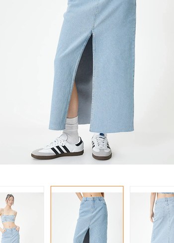 Açık Mavi Uzun Kot Etek - Görsel 3