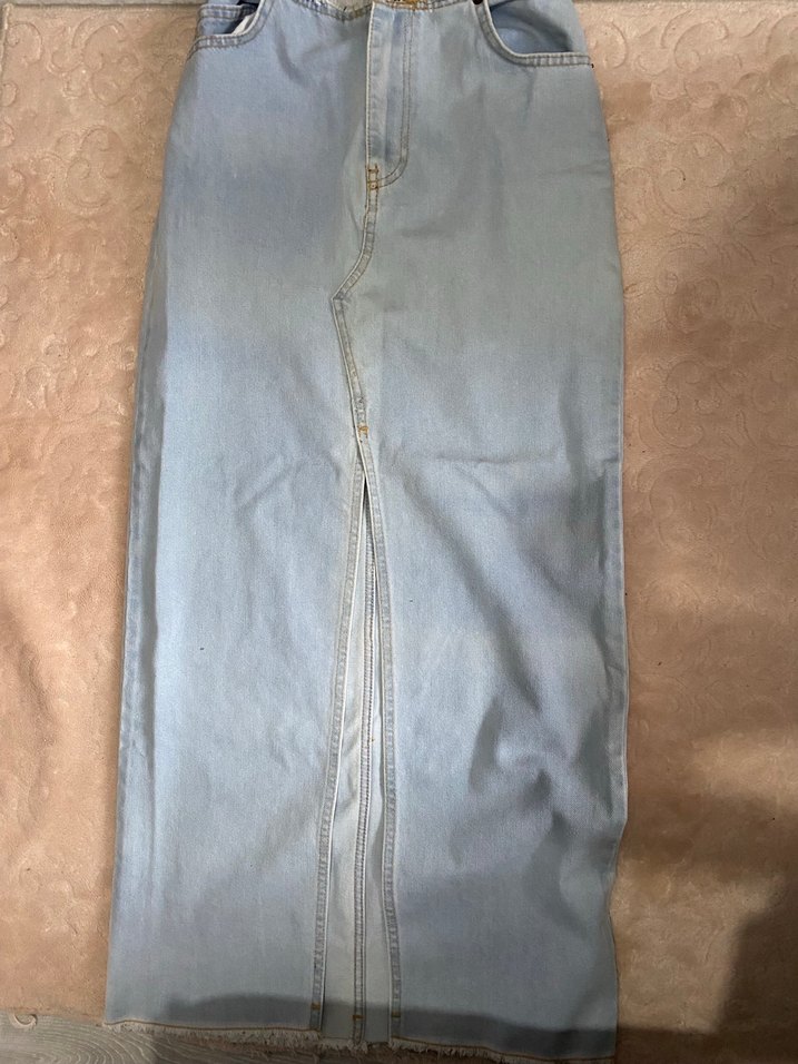 Açık Mavi Uzun Kot Etek - Görsel 2