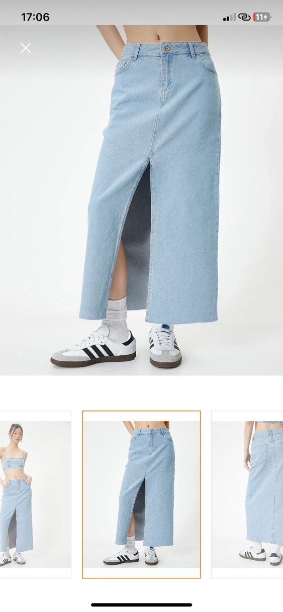 Açık Mavi Uzun Kot Etek - Görsel 3