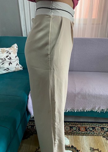 Bej Düğmeli Kadın Kumaş Pantolon - Görsel 2