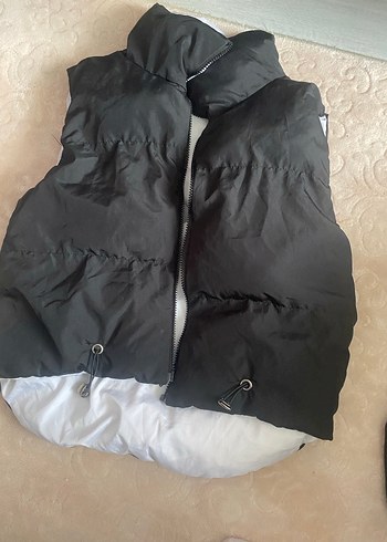 Fermuarlı Siyah Çift Renkli Kadın Yelek - Görsel 3