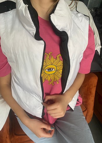 Fermuarlı Siyah Çift Renkli Kadın Yelek - Görsel 5