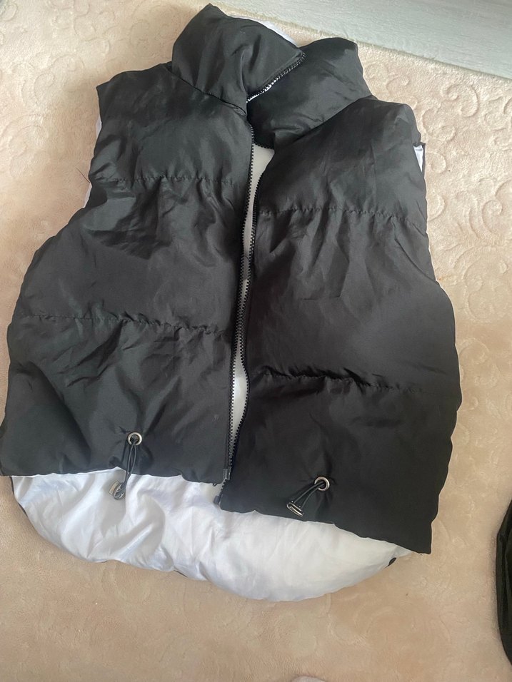 Fermuarlı Siyah Çift Renkli Kadın Yelek - Görsel 3