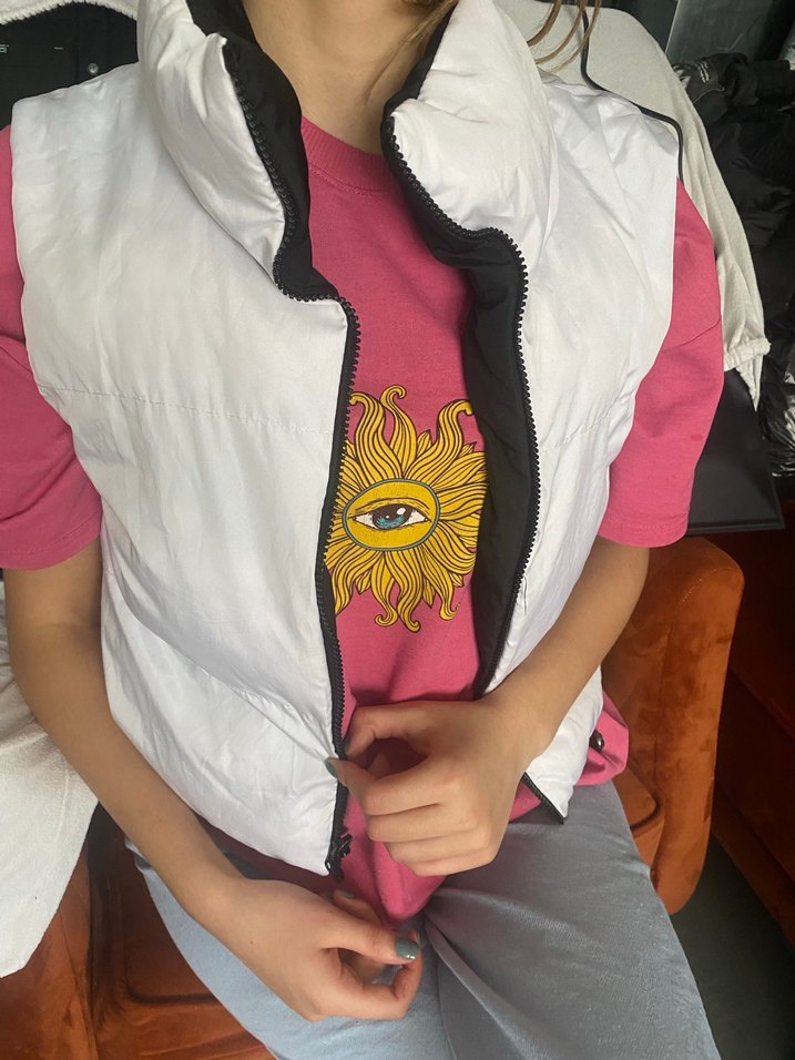 Fermuarlı Siyah Çift Renkli Kadın Yelek - Görsel 5