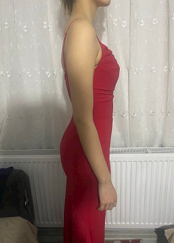 Kırmızı Uzun Abiye Elbise - Görsel 2