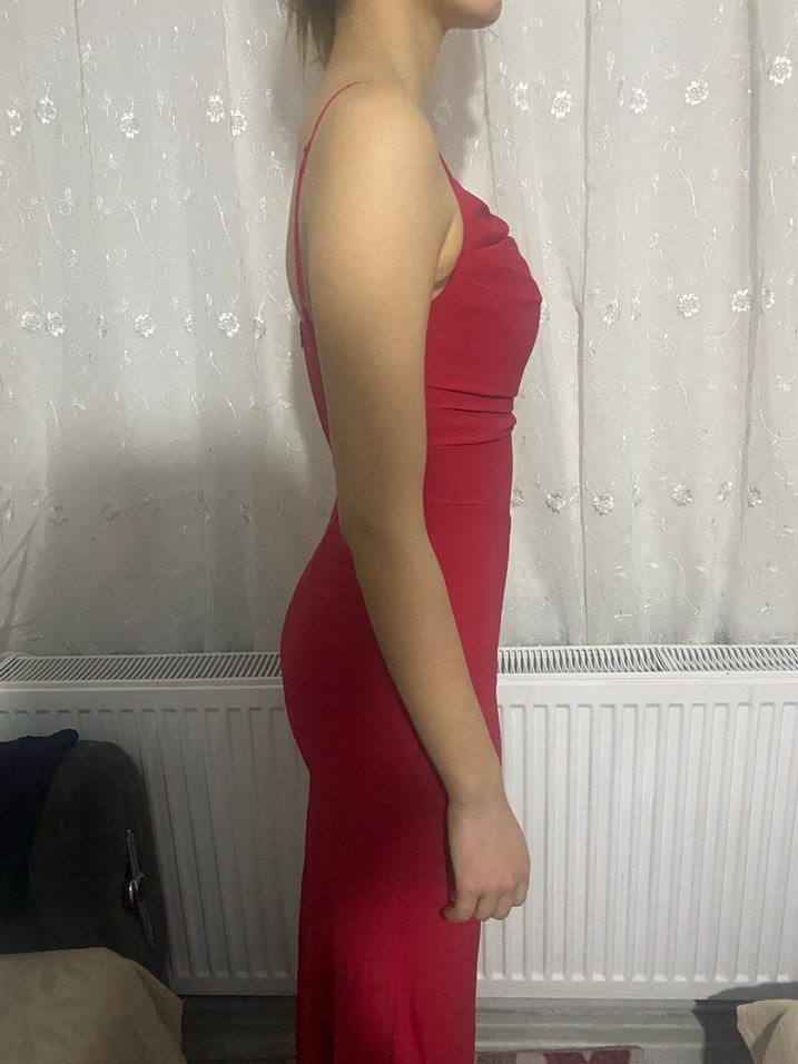 Kırmızı Uzun Abiye Elbise - Görsel 2