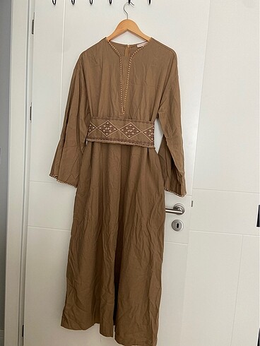 38 Beden camel Renk Elbise