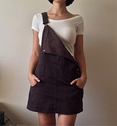 H&M mini kahverengi salopet
