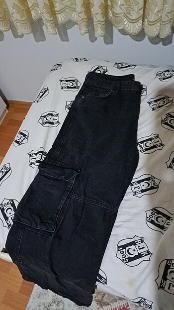 siyah kargo pantolon - Görsel 2