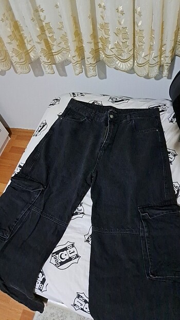 siyah kargo pantolon - Görsel 3