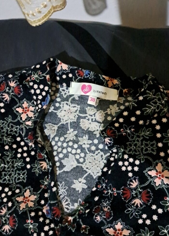 çicekli kadife elbise  - Görsel 5