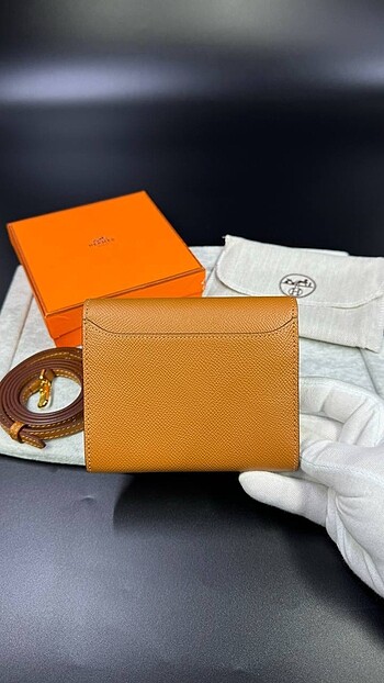  Beden camel Renk Hermes mini cüzdan çanta