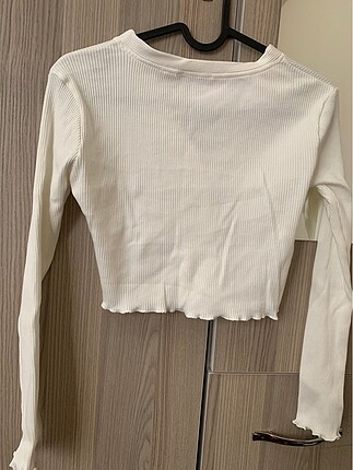 l Beden Bershka beyaz crop hırka