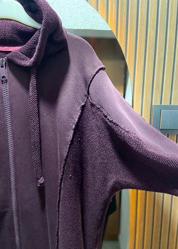 Siyah Kapüşonlu Fermuarlı Salaş Hamile Mont - Görsel 4