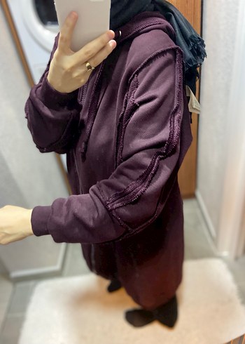 Siyah Kapüşonlu Fermuarlı Salaş Hamile Mont - Görsel 9