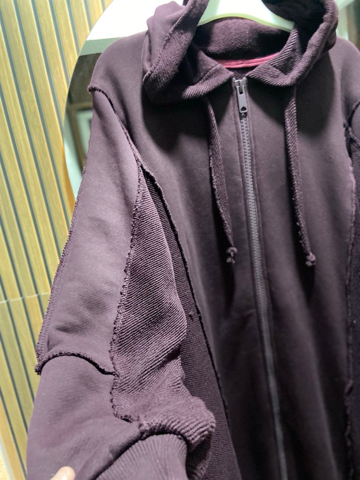 Siyah Kapüşonlu Fermuarlı Salaş Hamile Mont - Görsel 5