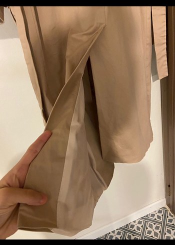 Bej Kadın Uzun Düğmeli Trençkot - Görsel 4