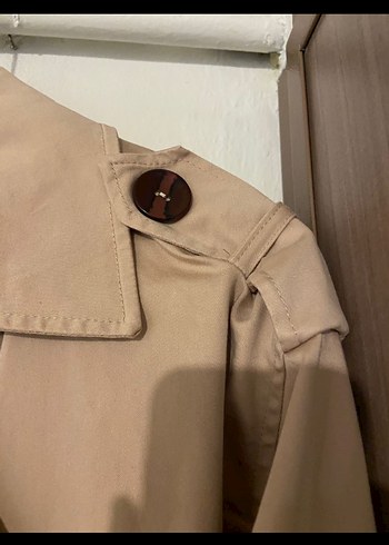 Bej Kadın Uzun Düğmeli Trençkot - Görsel 2