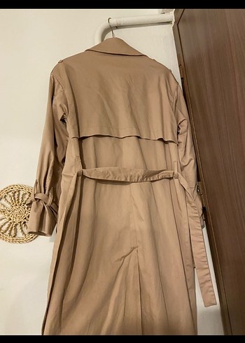 Bej Kadın Uzun Düğmeli Trençkot - Görsel 3