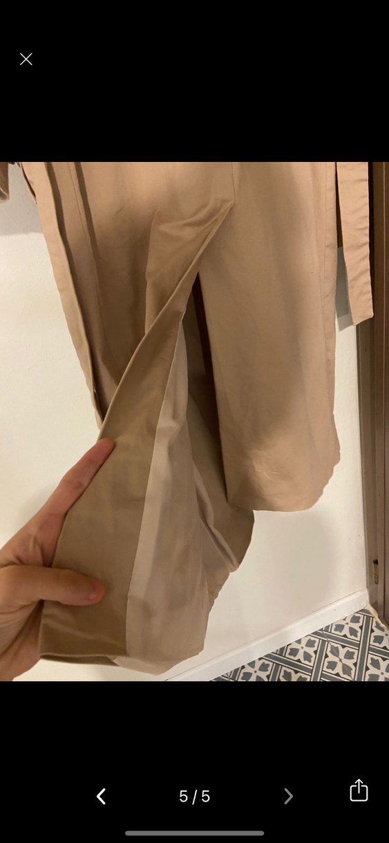 Bej Kadın Uzun Düğmeli Trençkot - Görsel 4