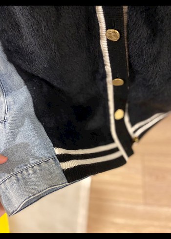 Düğmeli Siyah Denim Kadın Ceket - Görsel 2