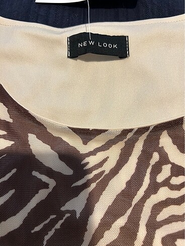 Zara Zebra desen kahve krem uzun elbise