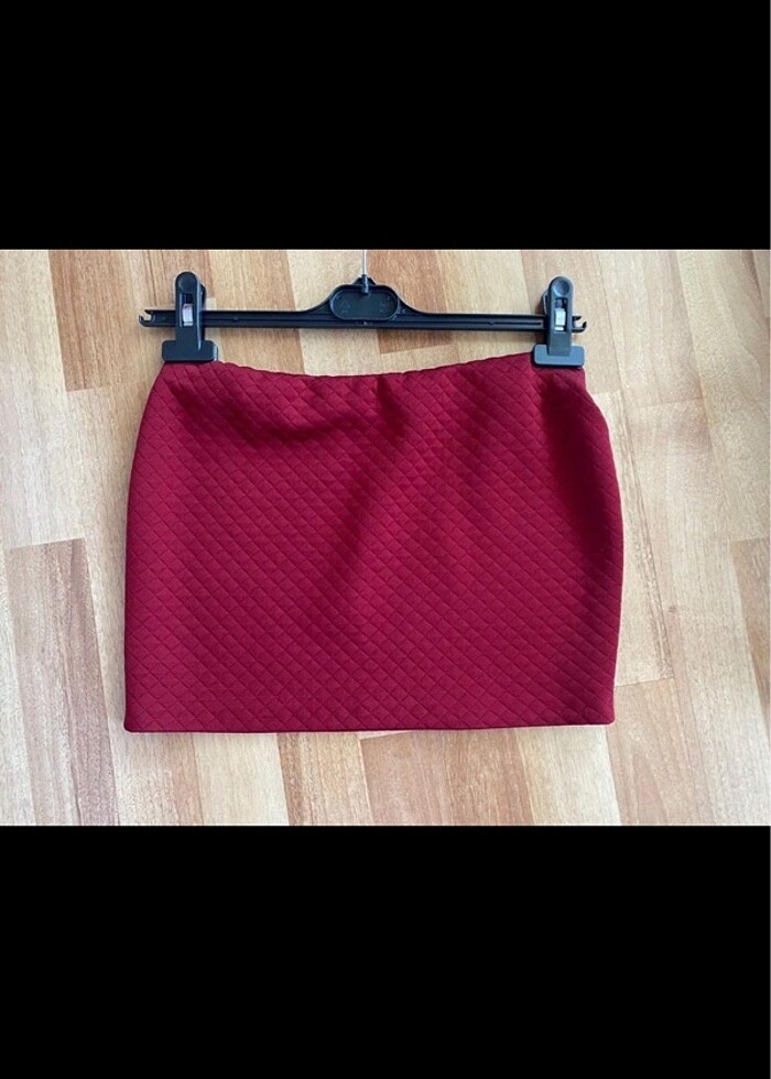Bordo mini etek - Görsel 2