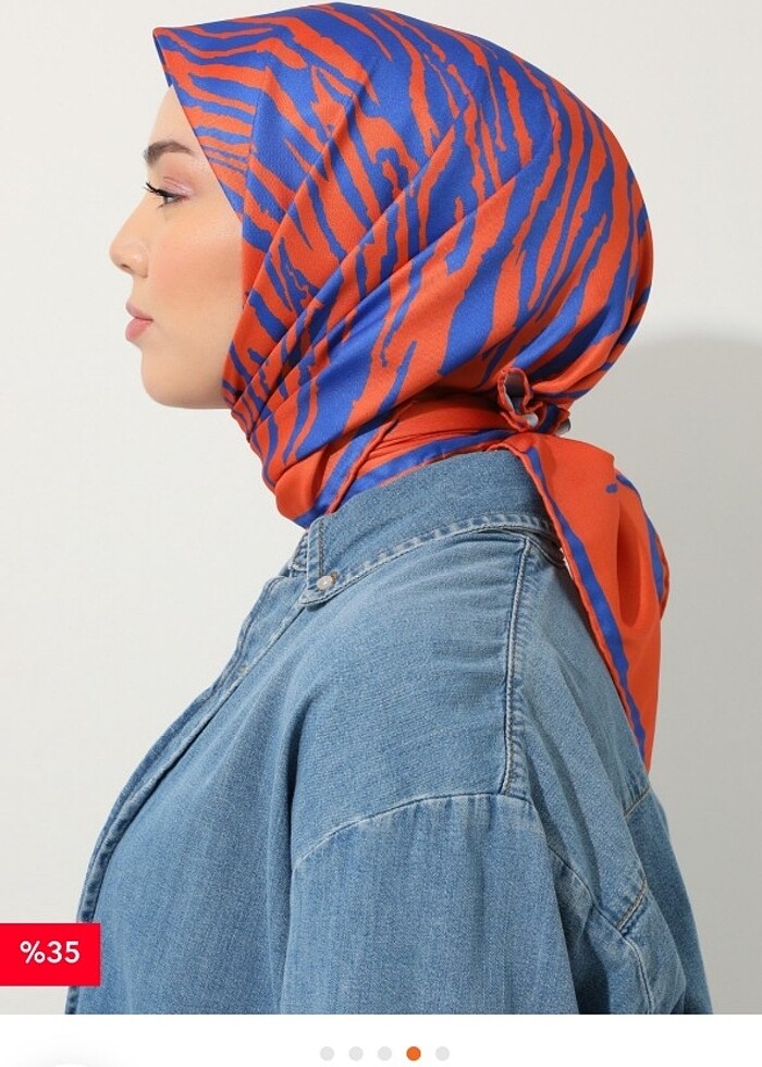 Desenli tiwil eşarp  - Görsel 3