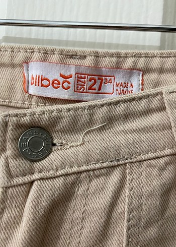 Bej Kadın Bermuda Şort Midi Boy Bol Kesim - Görsel 2