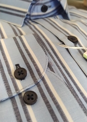 xxl Beden Calinca Mavi Çizgili Erkek Gömlek, Uzun Kollu, Regular Fit