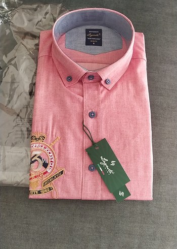 Diğer Düğmeli Pembe Pamuklu Erkek Gömlek