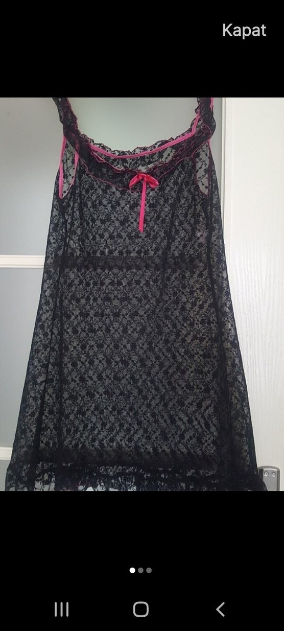 Dantel Detaylı Siyah renk  gecelik - Görsel 3