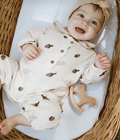 Diğer 3-6 aylık yeni müslin unisex bebek tulum
