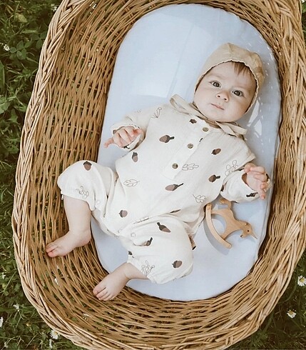3-6 aylık yeni müslin unisex bebek tulum