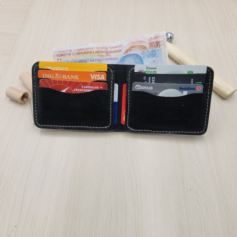 El Yapımı Hakiki Deri Koyu Yeşil Timsah Desenli Erkek Cüzdanı - Görsel 2