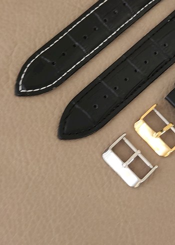 22mm Klasik Siyah Erkek Saat Kayışı - Görsel 3