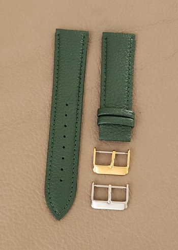 20mm Klasik Yeşil Deri Erkek Saat Kayışı - Görsel 2