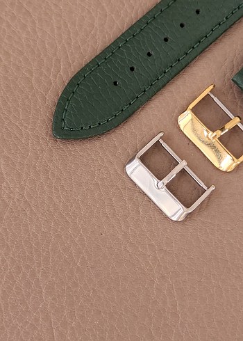 20mm Klasik Yeşil Deri Erkek Saat Kayışı - Görsel 3