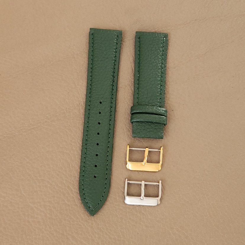 20mm Klasik Yeşil Deri Erkek Saat Kayışı - Görsel 2