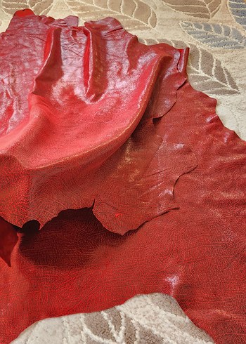 Kırmızı Hakiki Deri Parçaları - Görsel 4