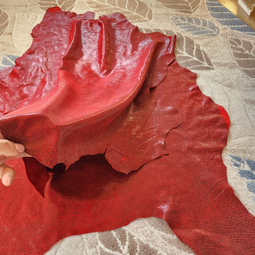 Kırmızı Hakiki Deri Parçaları - Görsel 4