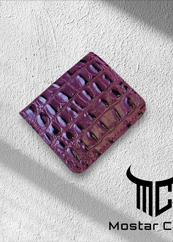 Bordo  Timsah Hakiki Deri Erkek Cüzdan - Görsel 4